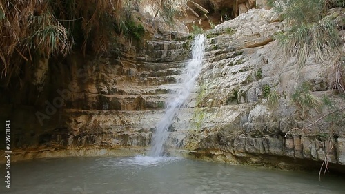 ein gedi on the dead sea. waterfall