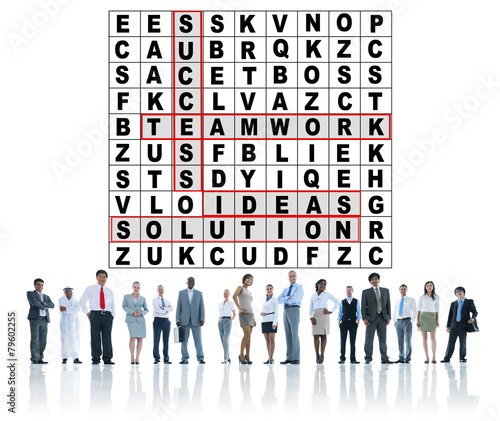 Success Crossword Puzzle Words Achiement Game Concept photo