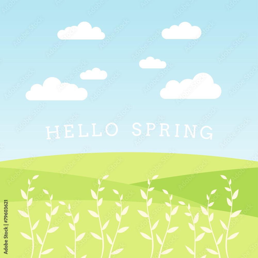 Obraz premium Sky with sun and clouds. Vector design greetings card