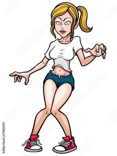 Vector illustration of Cartoon Woman scared