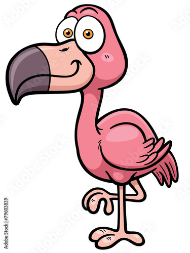 Vector illustration of cartoon flamingo