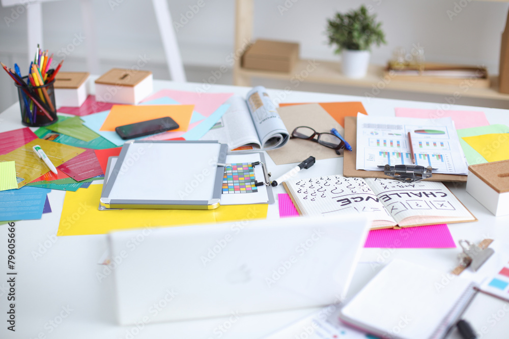 Designer's desk with responsive design concept Designer's desk with responsive design concept
