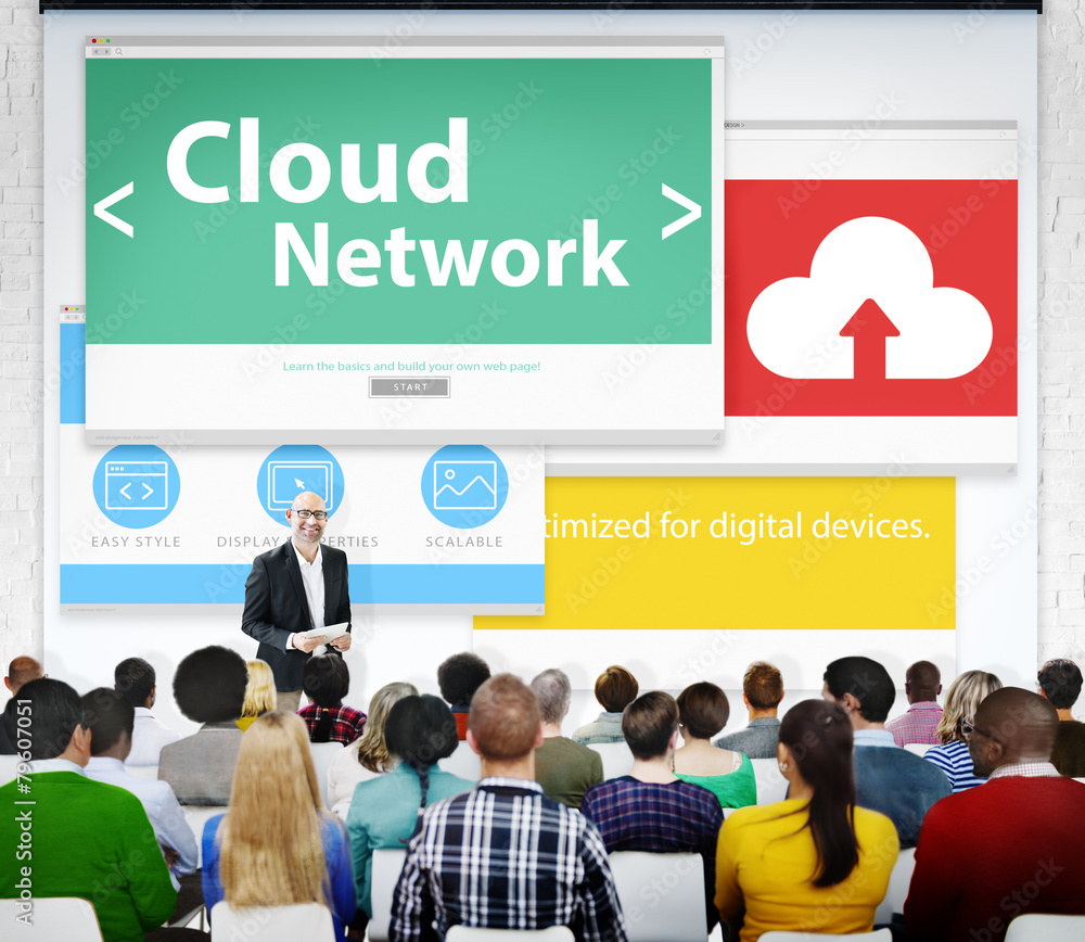 Obraz premium Cloud Digital Network Online Office Working Concept