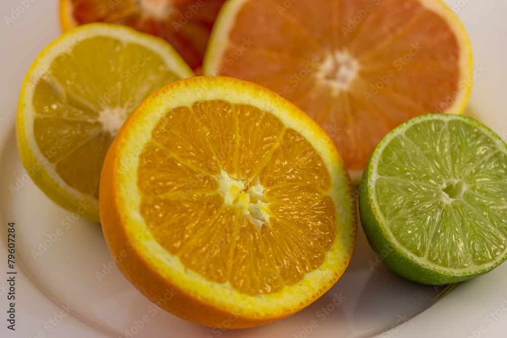 Citrus Fruits on Plate Citrus Fruits on Plate