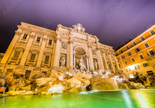 Fountain Trevi during evening hours in Rome