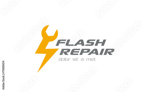 Quick Fast Flash Repair Logo design vector. Repairing icon