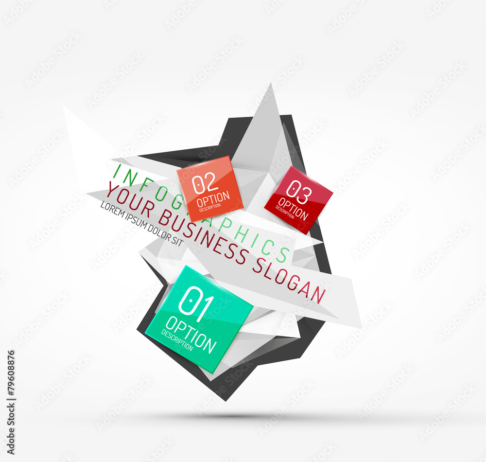 Modern polygonal origami paper infographics Modern polygonal origami paper infographics