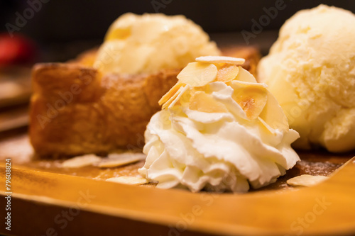 Fototapeta honey toast with whipping cream