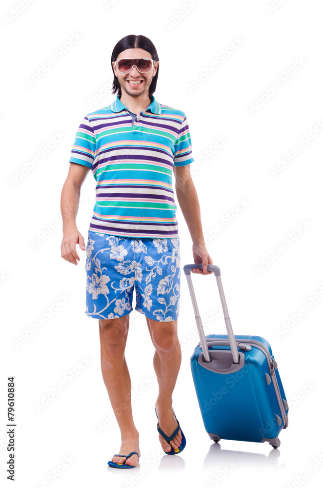 Man travelling with suitcases isolated on white Man travelling with suitcases isolated on white