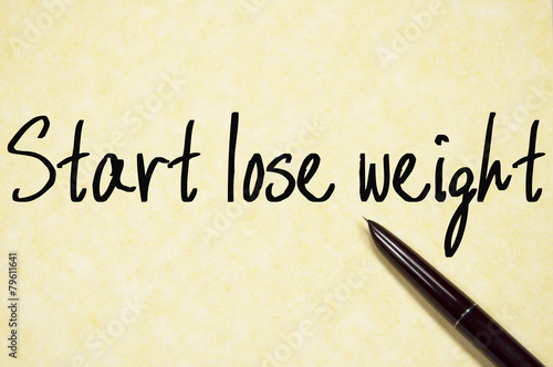 start lose weight text write on paper