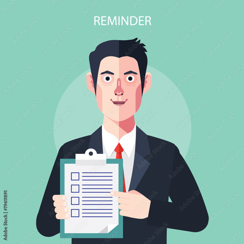Flat characters of reminder concept illustrations Flat characters of reminder concept illustrations