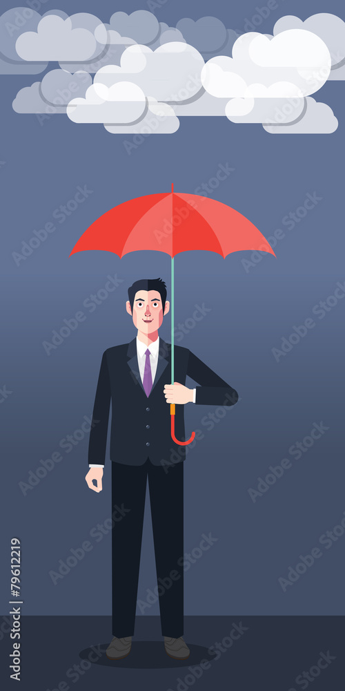 Flat character of umbrella businessman concept illustrations Flat character of umbrella businessman concept illustrations