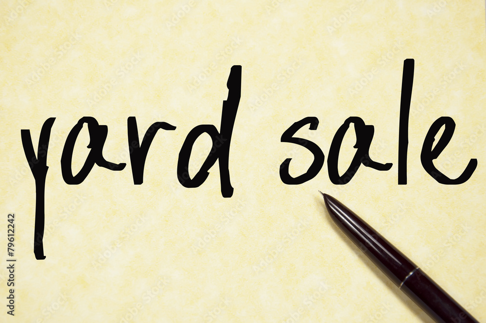 yard sale text write on paper
