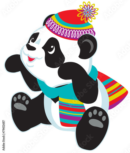Fototapeta Naklejka Na Ścianę i Meble -  cartoon panda wearing scarf