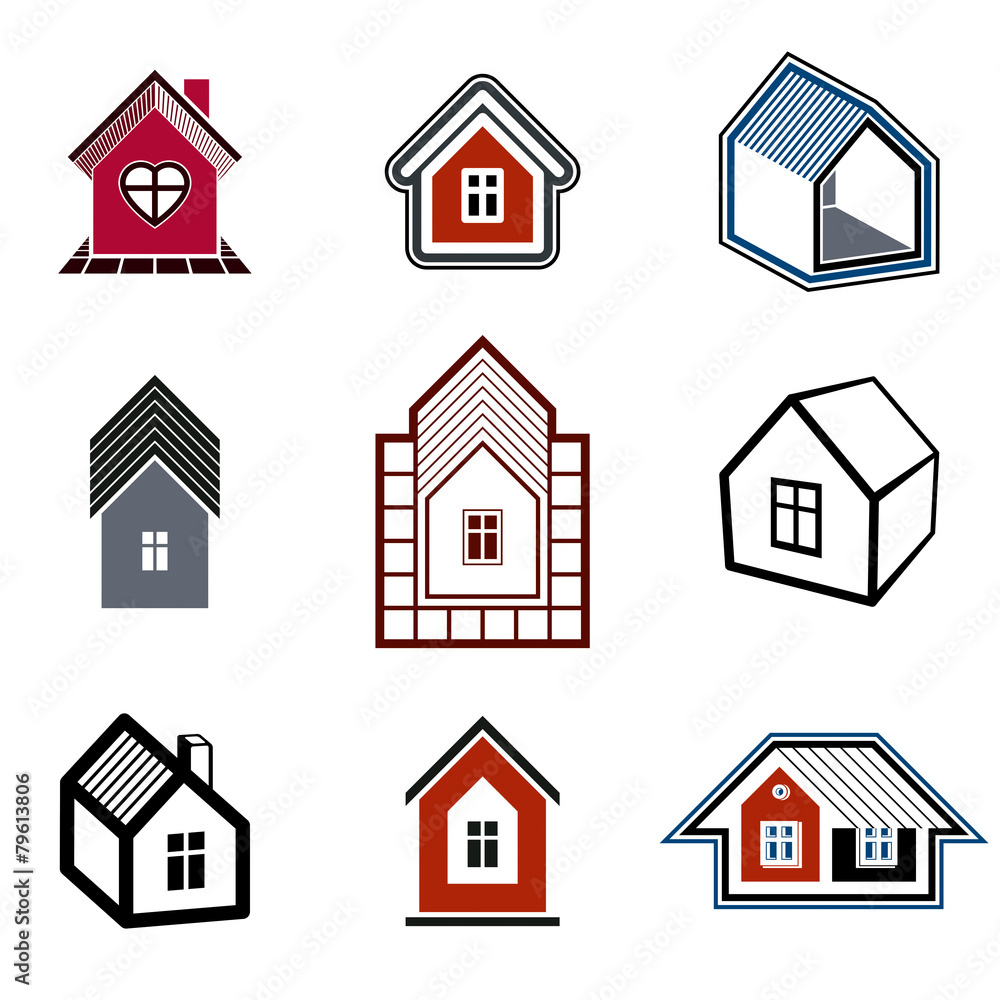 Houses abstract icons, can be used in advertising and as brandin Houses abstract icons, can be used in advertising and as brandin