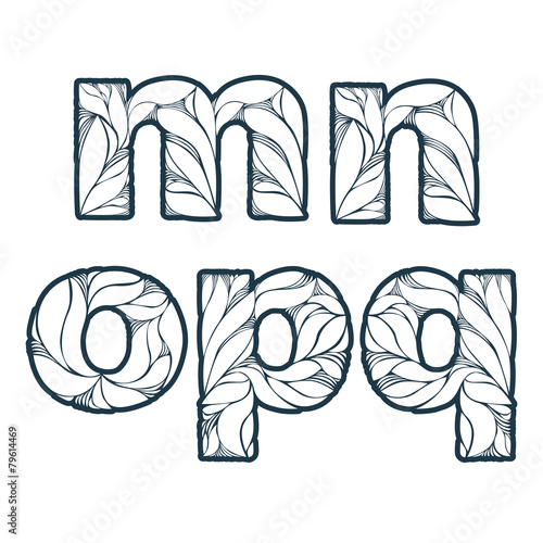 Vintage ornamental beautiful font, typeset with floral elegant o