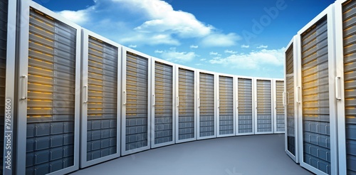 Tablou pe pânză Composite image of server towers