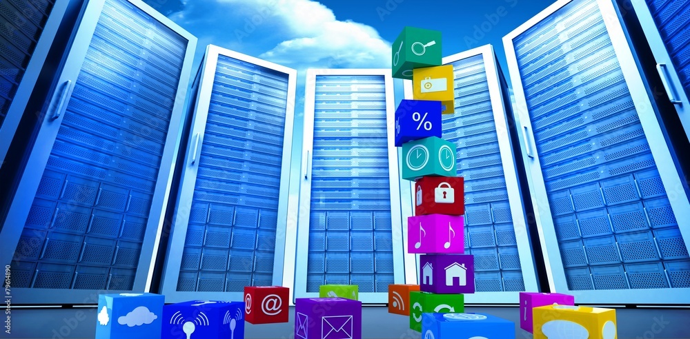 Naklejka premium Composite image of app cubes