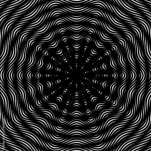 Moire pattern, monochrome background with trance effect. Optical