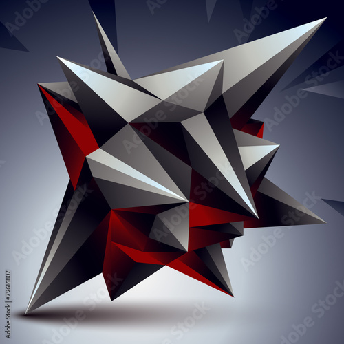 Geometric abstract 3D complicated object, single color asymmetri