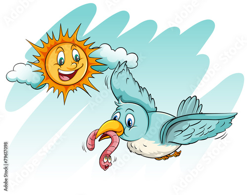 Early bird catching a worm