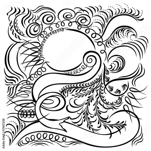 calligraphic swirling decorative elements