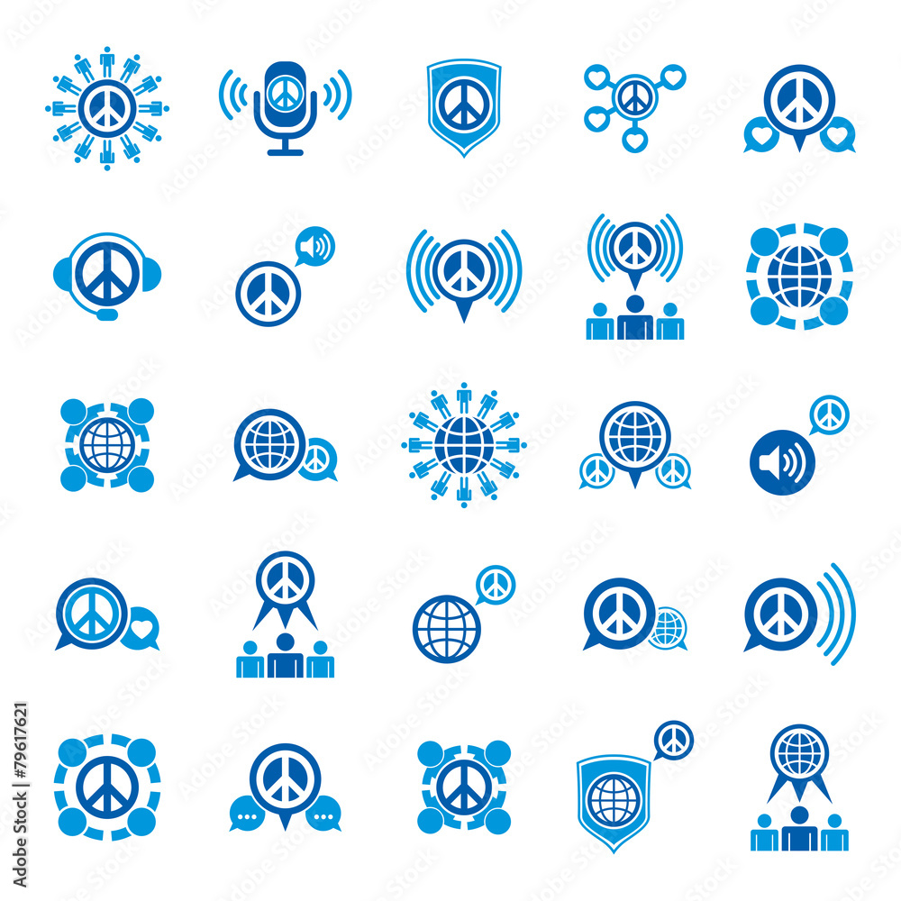 Peace and earth unusual vector icons set, creative symbols colle Peace and earth unusual vector icons set, creative symbols colle