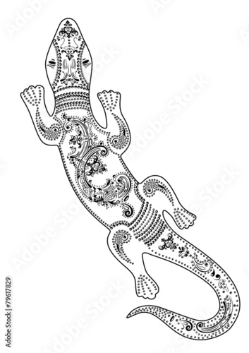 Lizard with decorative patterns black