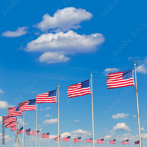 Washington Monument flags in DC USA