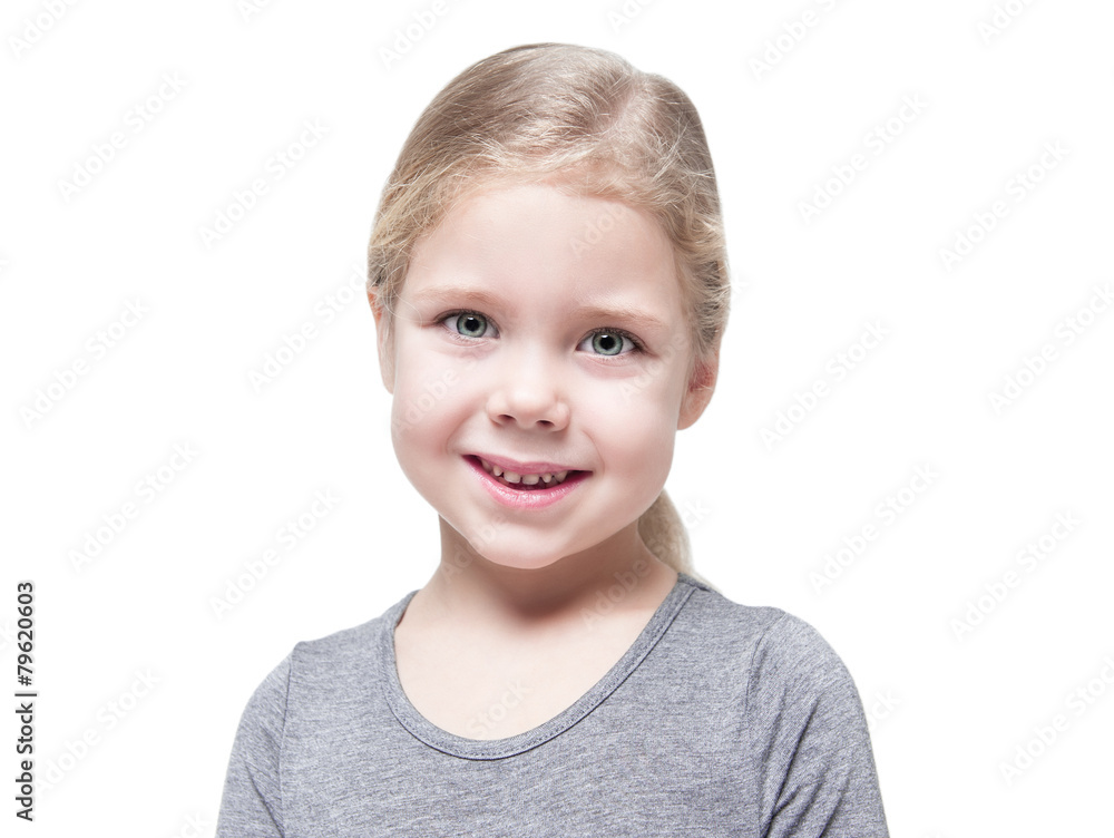 Beautiful little girl with blond hair isolated Beautiful little girl with blond hair isolated