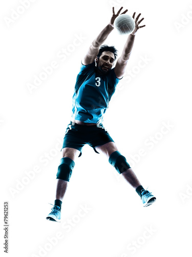 man volleyball jumping silhouette