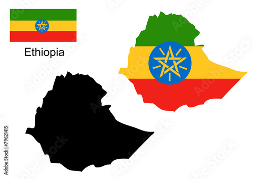 Ethiopia map and flag vector, Ethiopia map, Ethiopia flag