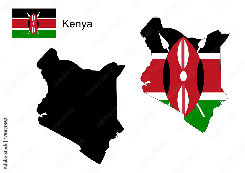 Kenya map and flag vector, Kenya map, Kenya flag Stock Vector Adobe Stock