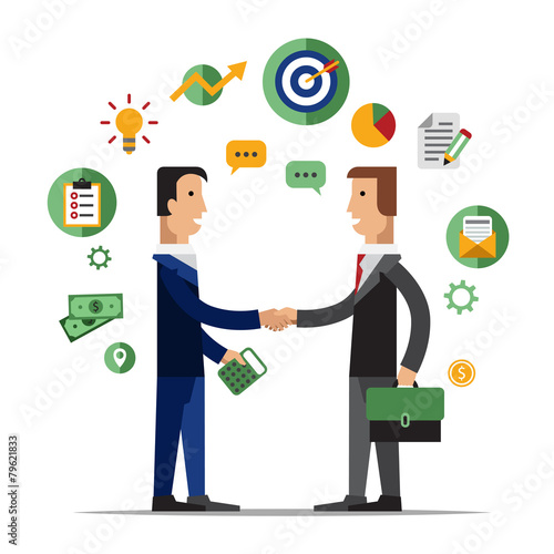 Successful partnership, business people cooperation agreement