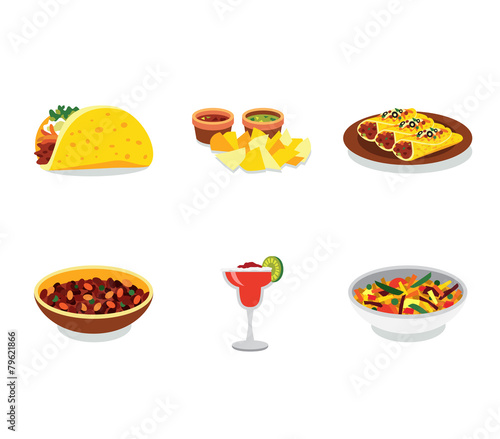 Mexican food promo poster mini set with traditional meal and