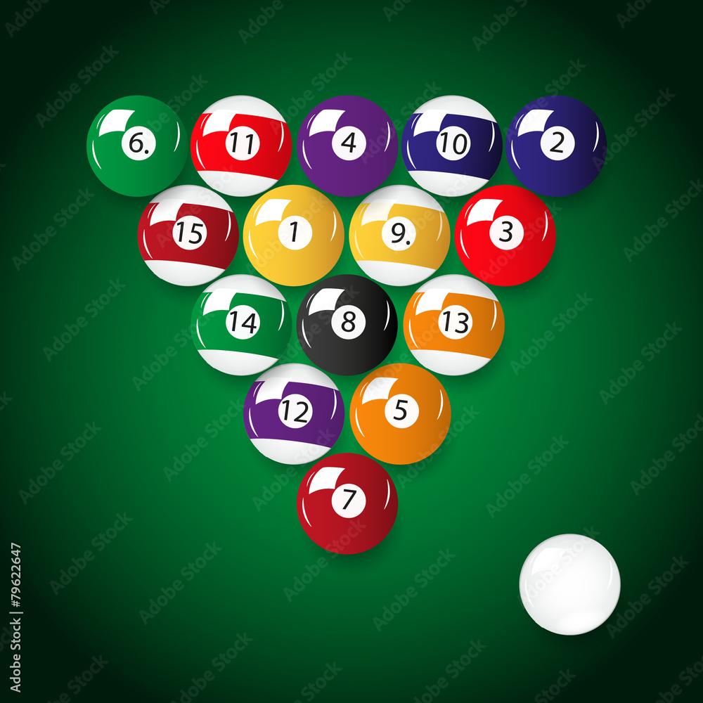 complete set of color billiards balls eps10 complete set of color billiards balls eps10