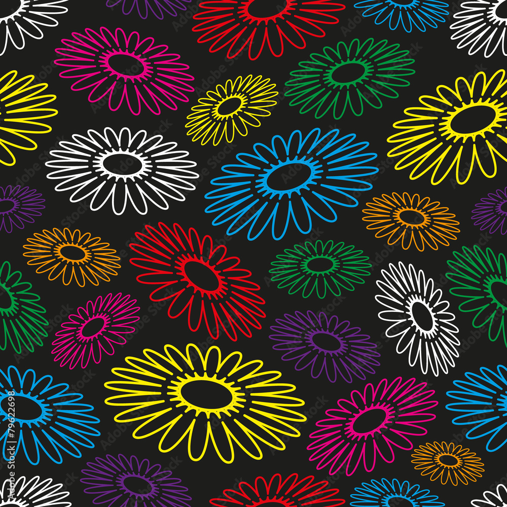 colorful simple abstract flower seamless black pattern eps10 colorful simple abstract flower seamless black pattern eps10