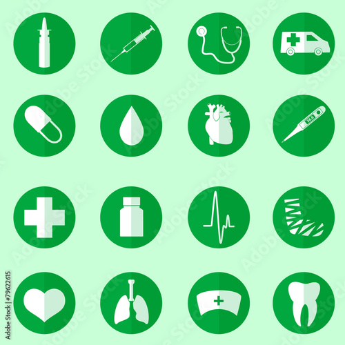 hospital and medical icons set in circle eps10