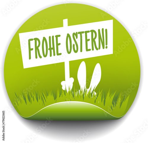 Button Osterhase mit Schild Frohe Ostern