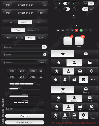 Vector mobile UI kit. Elements for the application.