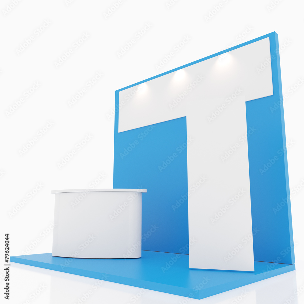 Blank blue trade show booth