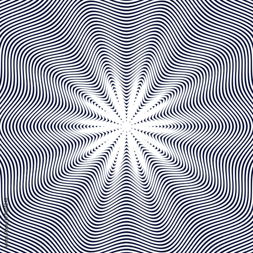 Optical illusion, moire background, abstract lined monochrome ti