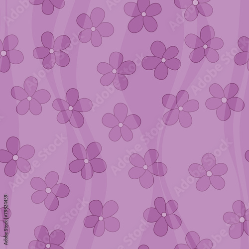 Seamless floral violet pattern with soft waves