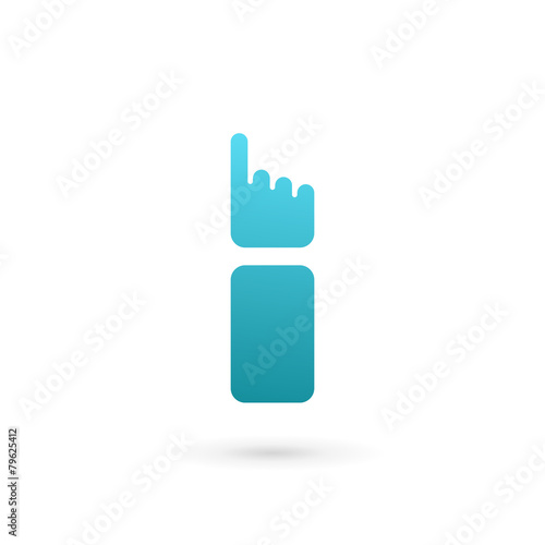 Letter I hand touch screen app logo icon design template