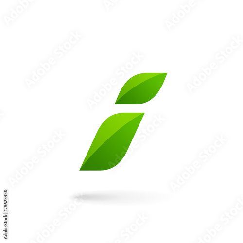 Letter I eco leaves logo icon design template elements
