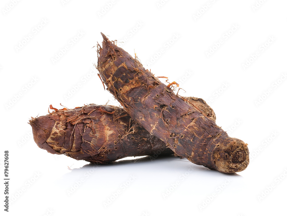 boiled taro root on a white background boiled taro root on a white background