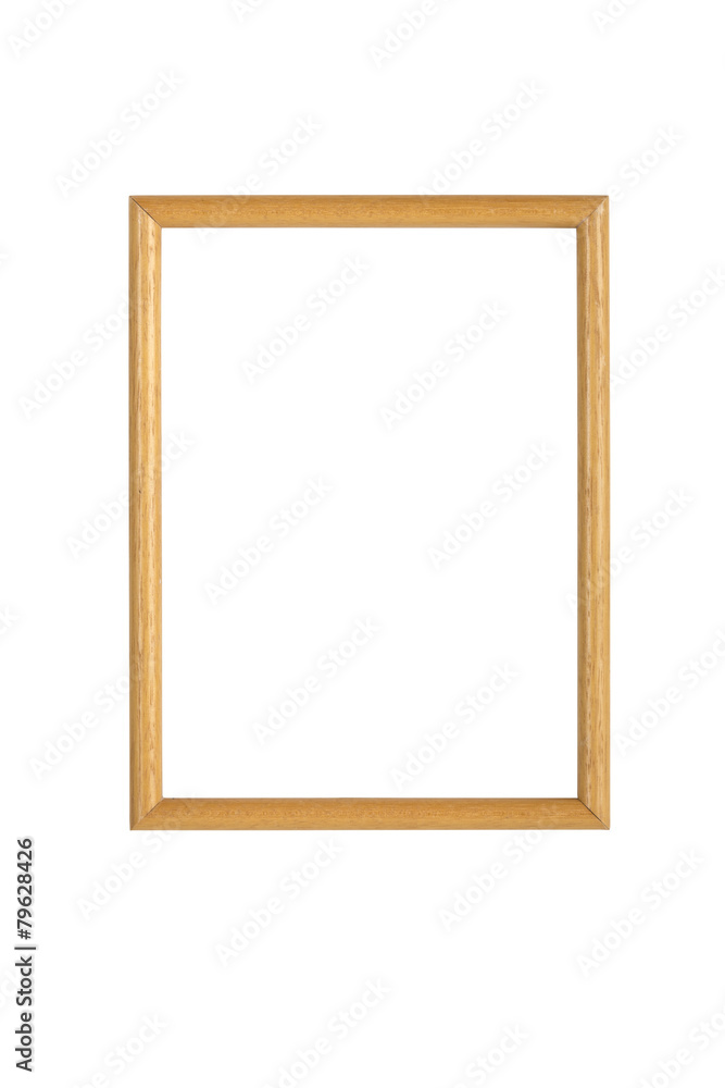 simple wooden picture frame, isolated on white simple wooden picture frame, isolated on white