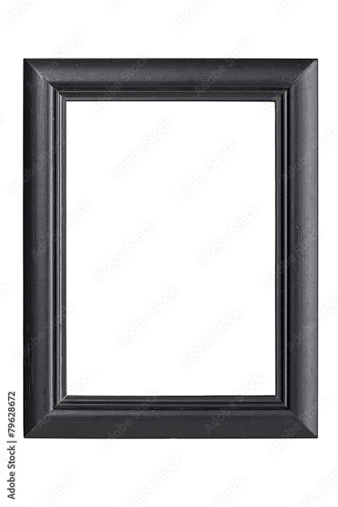 Fototapeta premium black wooden picture frame, isolated on white