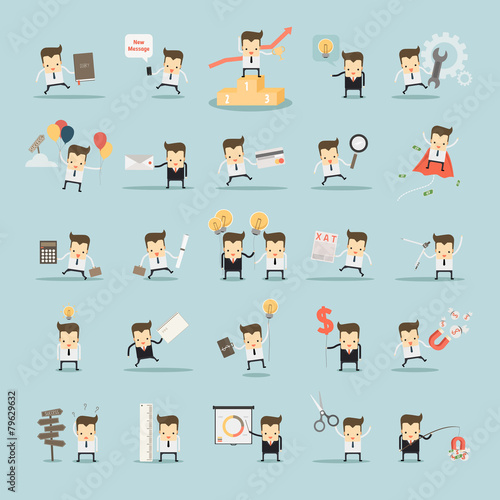 set of businessman activities