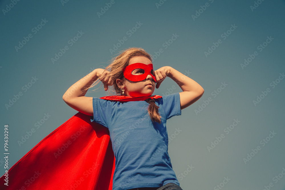 Naklejka premium Child superhero portrait